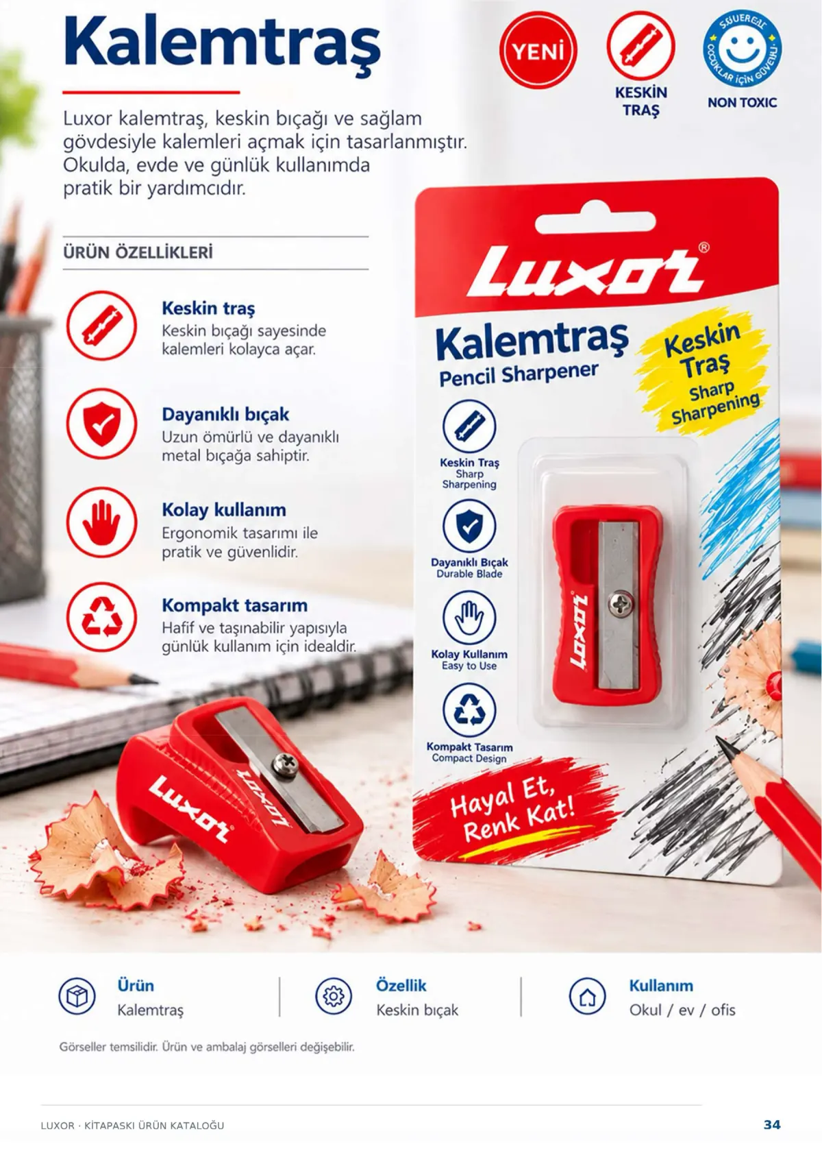 Luxor Türkiye ürün kataloğu, Silgi, Kalemtraş ve Kurşun Kalem, sayfa 34